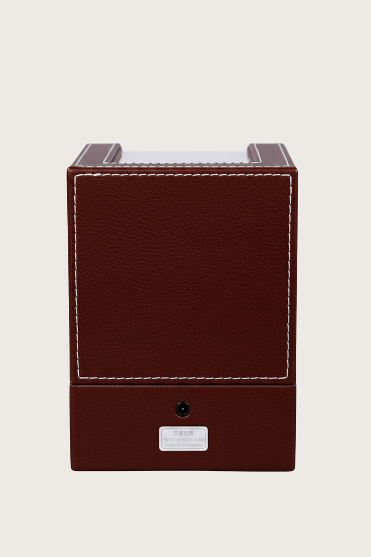 Classic Leather Single Watch Winder with Transparent Display