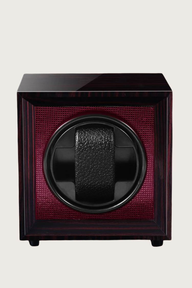 Regal Wood | Single Watch Winder with Red Velvet Interior