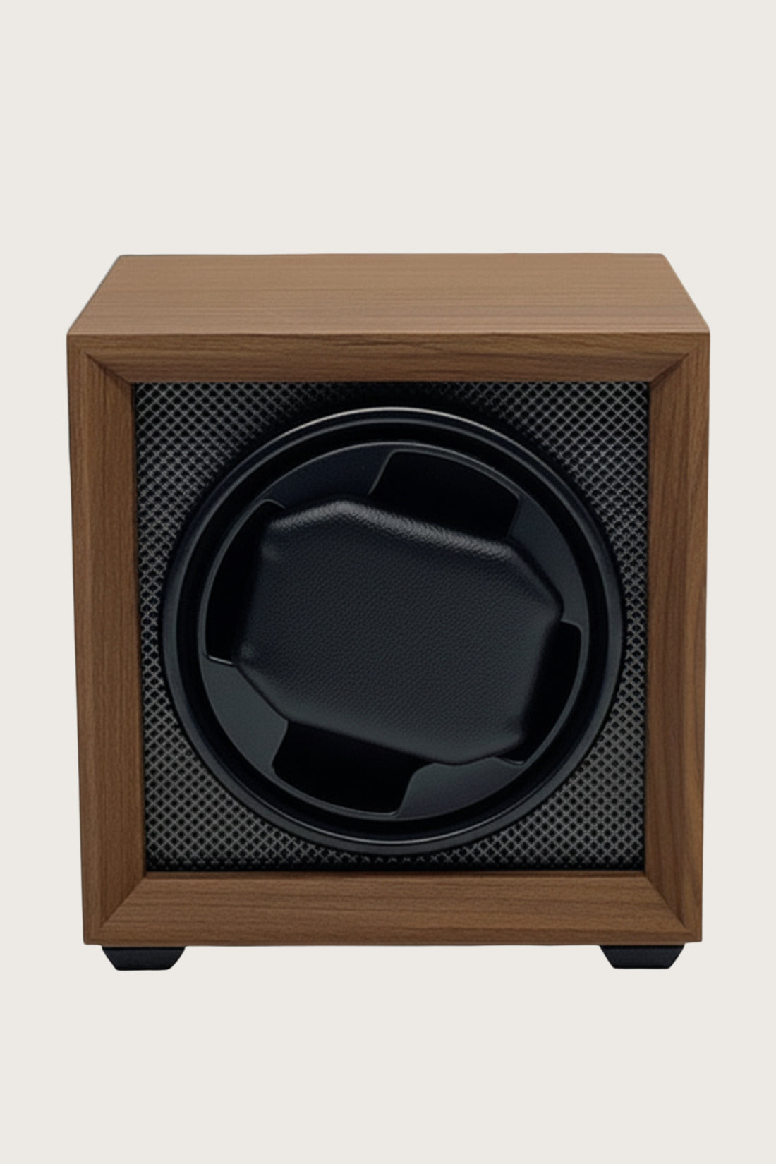 Noir Wood Single Watch Winder with Red Interior & Skeleton Display