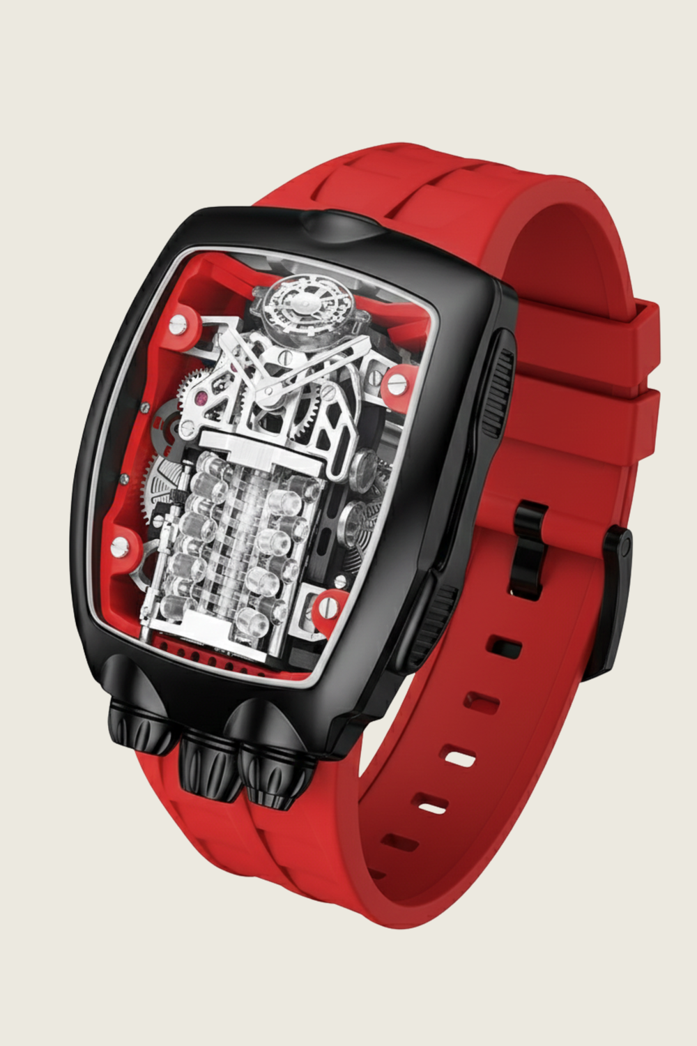 Viper Engine Red with Black Dial | Tonneau Skeleton Engine Edition
