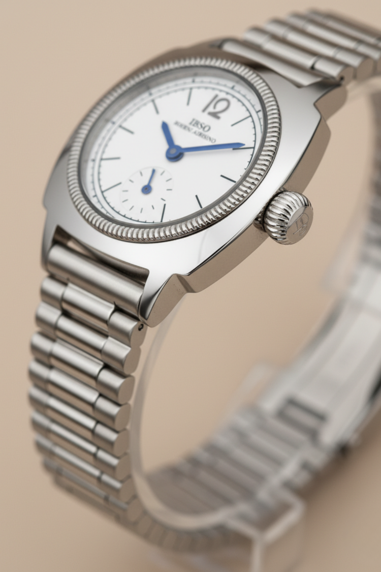 Classic White Dial Silver Crest Automatic Watch | IBSO Edition