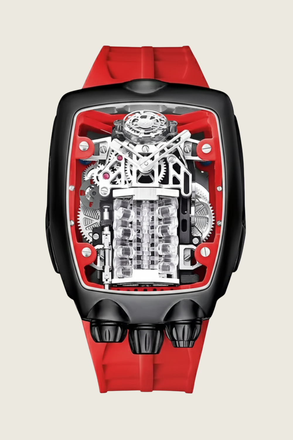 Viper Engine Red with Black Dial | Tonneau Skeleton Engine Edition
