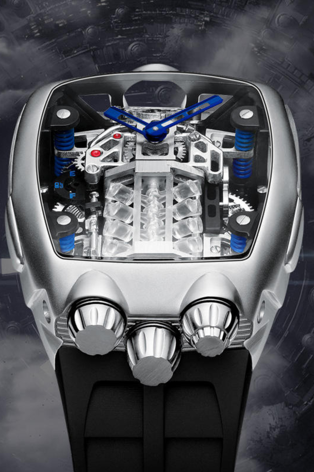 Viper Engine Black with Silver Dial | Tonneau Skeleton Engine Edition
