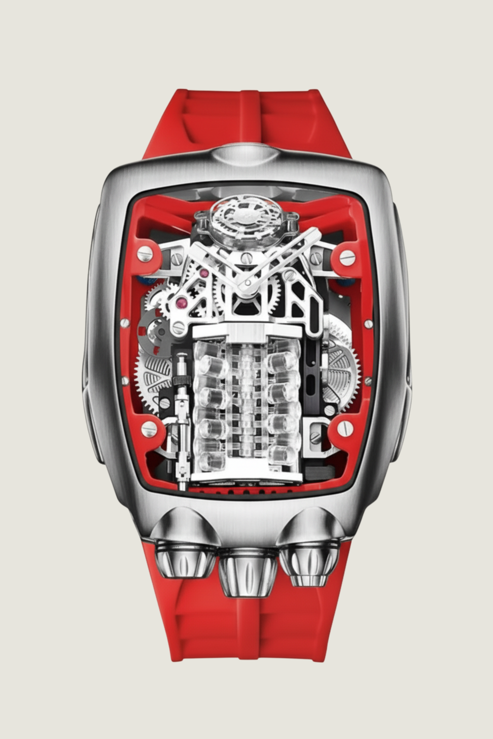 Viper Engine Red with Silver Dial | Tonneau Skeleton Engine Edition - (43014178)