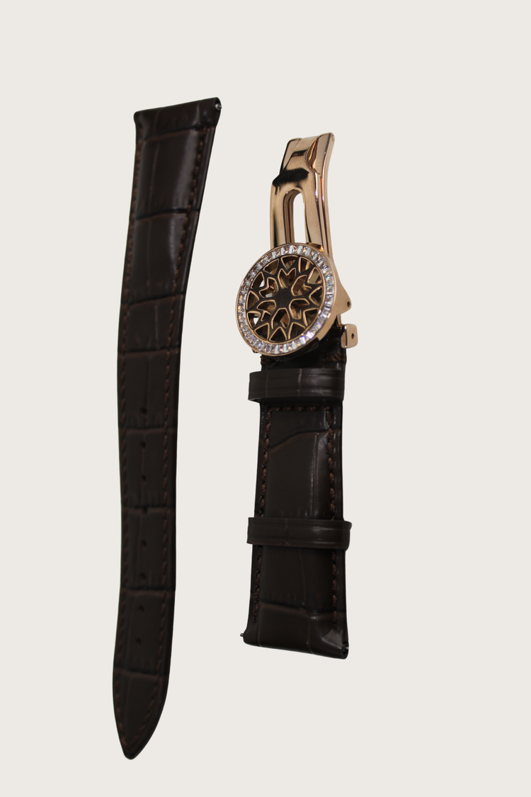 Zivanche | Brown Strap with Rosegold Folding Clasp