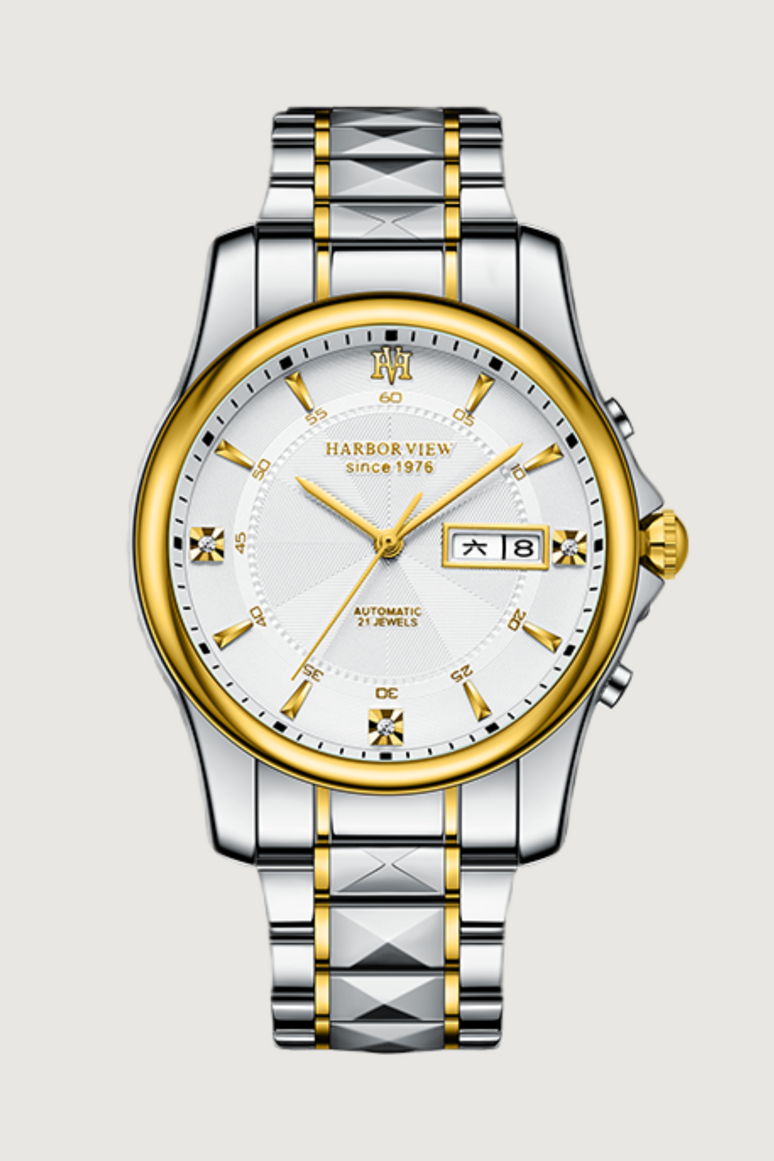Mechanical Watch White Dial With Gold Accents Harborview Edition Watch