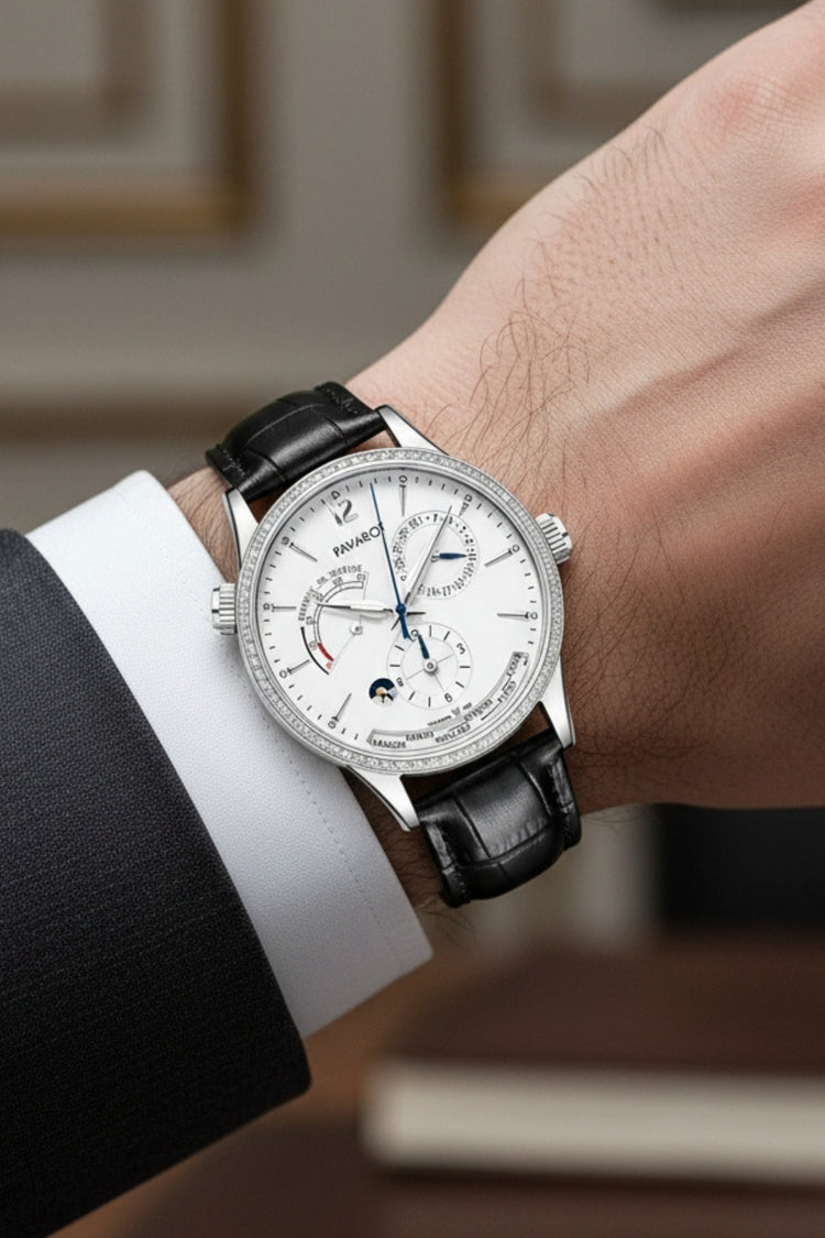 Elite Silver World-Time Multi-Function Watch