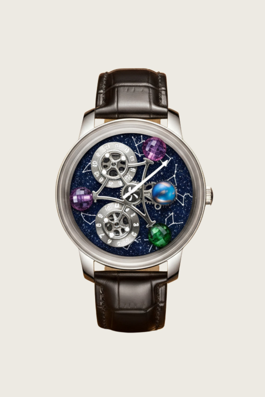 Galactic Brown Gemstone Multi-Orbit Astral Timepiece