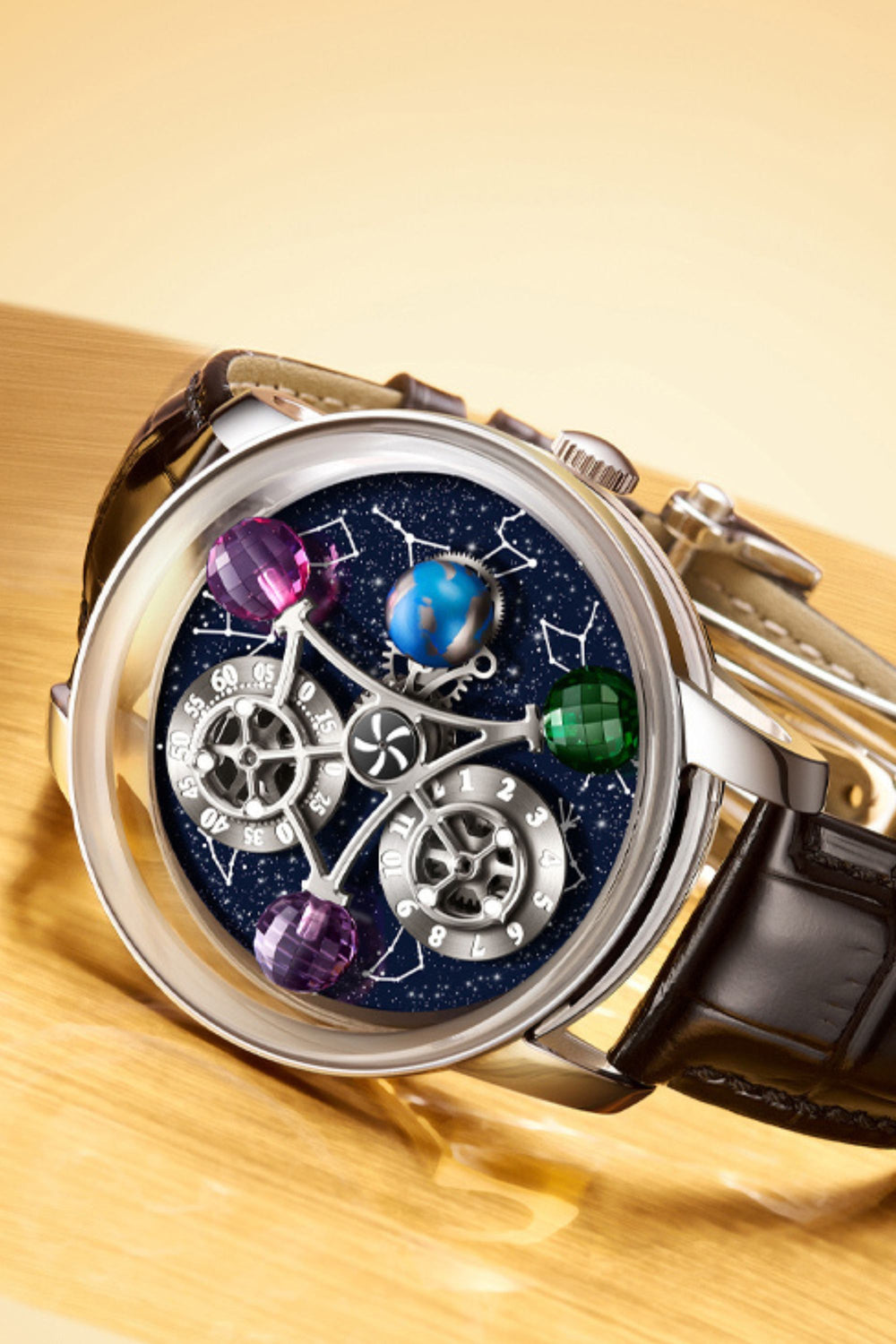 Galactic Brown Gemstone Multi-Orbit Astral Timepiece