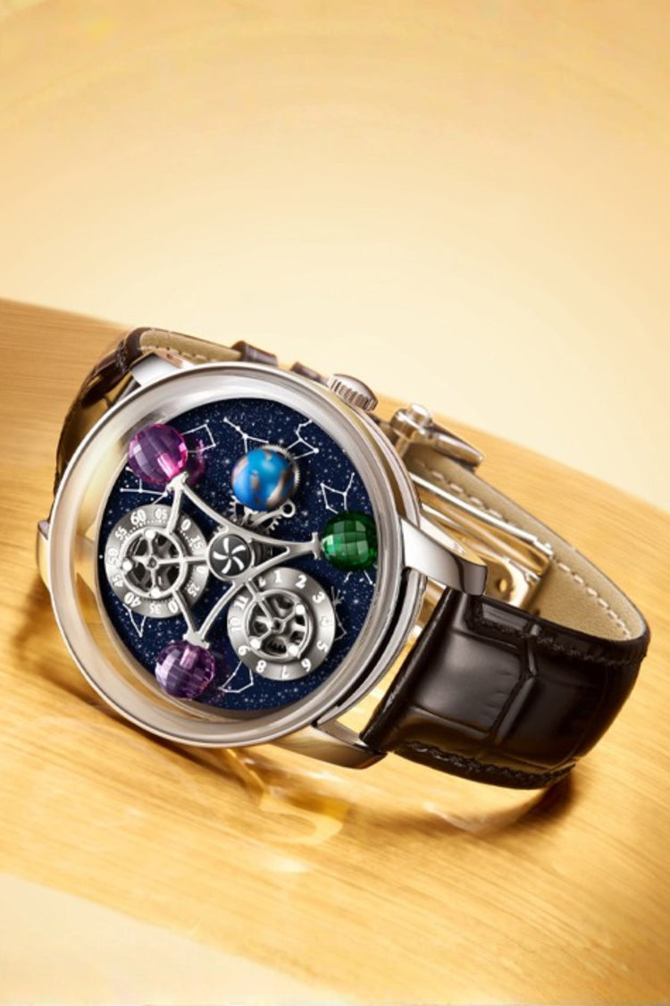 Galactic Brown Gemstone Multi-Orbit Astral Timepiece