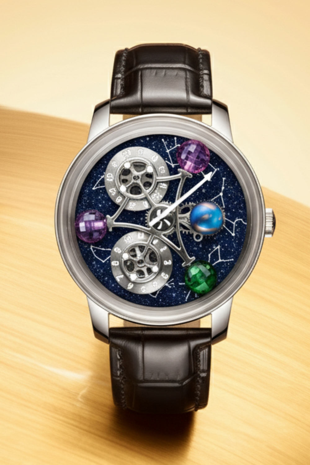 Galactic Brown Gemstone Multi-Orbit Astral Timepiece