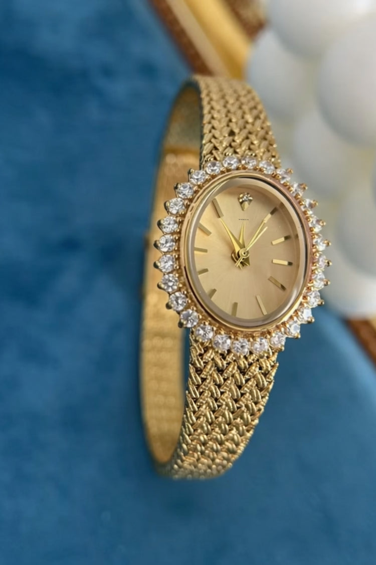 The Crown Jewel | Golden Diamond Oval Watch - (ZIVOVCWJWGLDDMD0103)