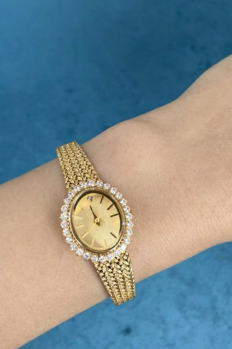 The Crown Jewel | Golden Diamond Oval Watch - (ZIVOVCWJWGLDDMD0103)