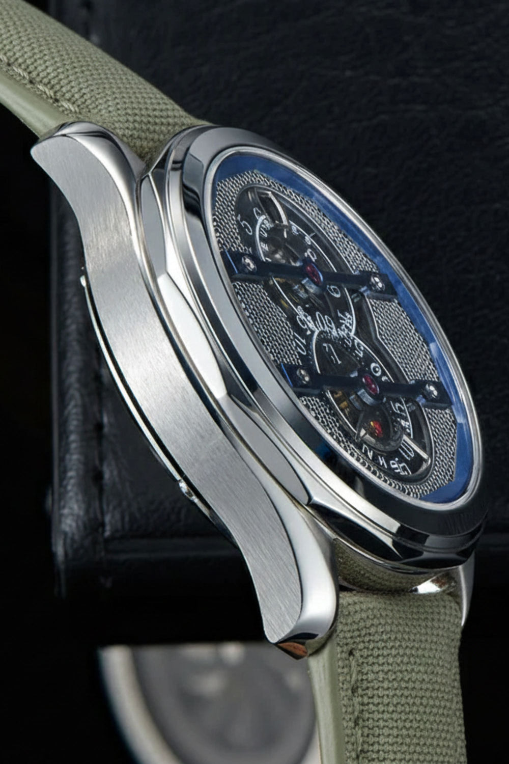 Jump Hour | Silver Blue Mechanical Watch - (41070754)