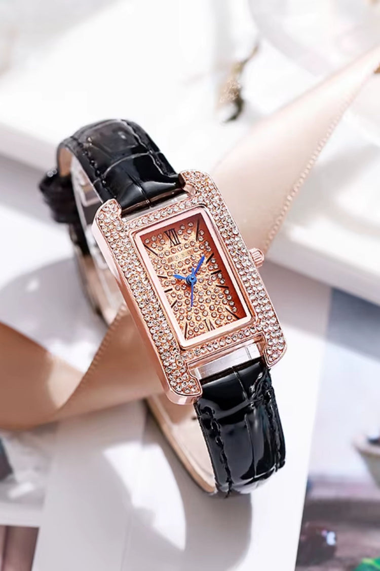 Luxe Crystal | Black Rose Gold Diamond Quartz Watch | IBSO Edition