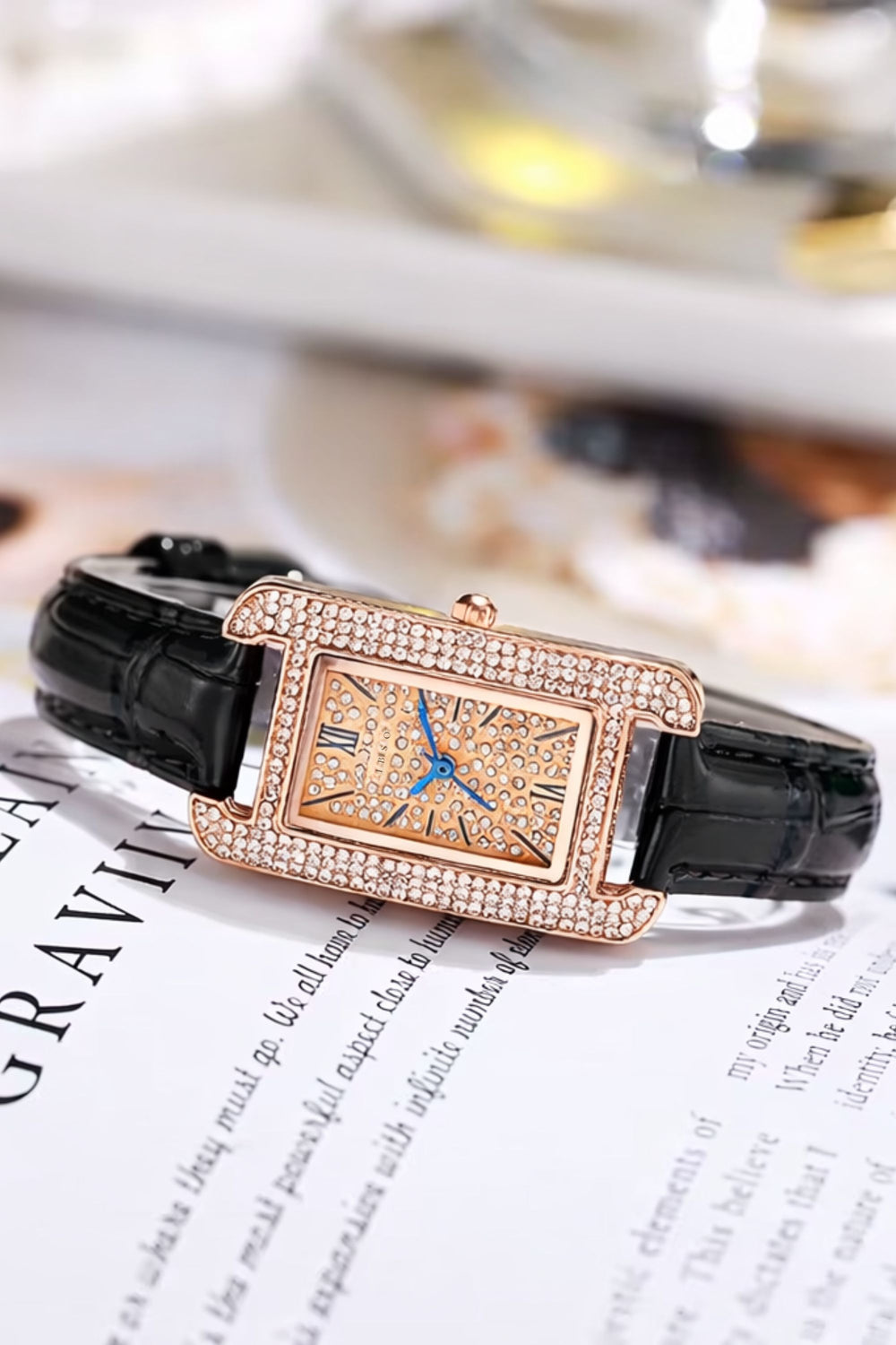 Luxe Crystal | Black Rose Gold Diamond Quartz Watch | IBSO Edition