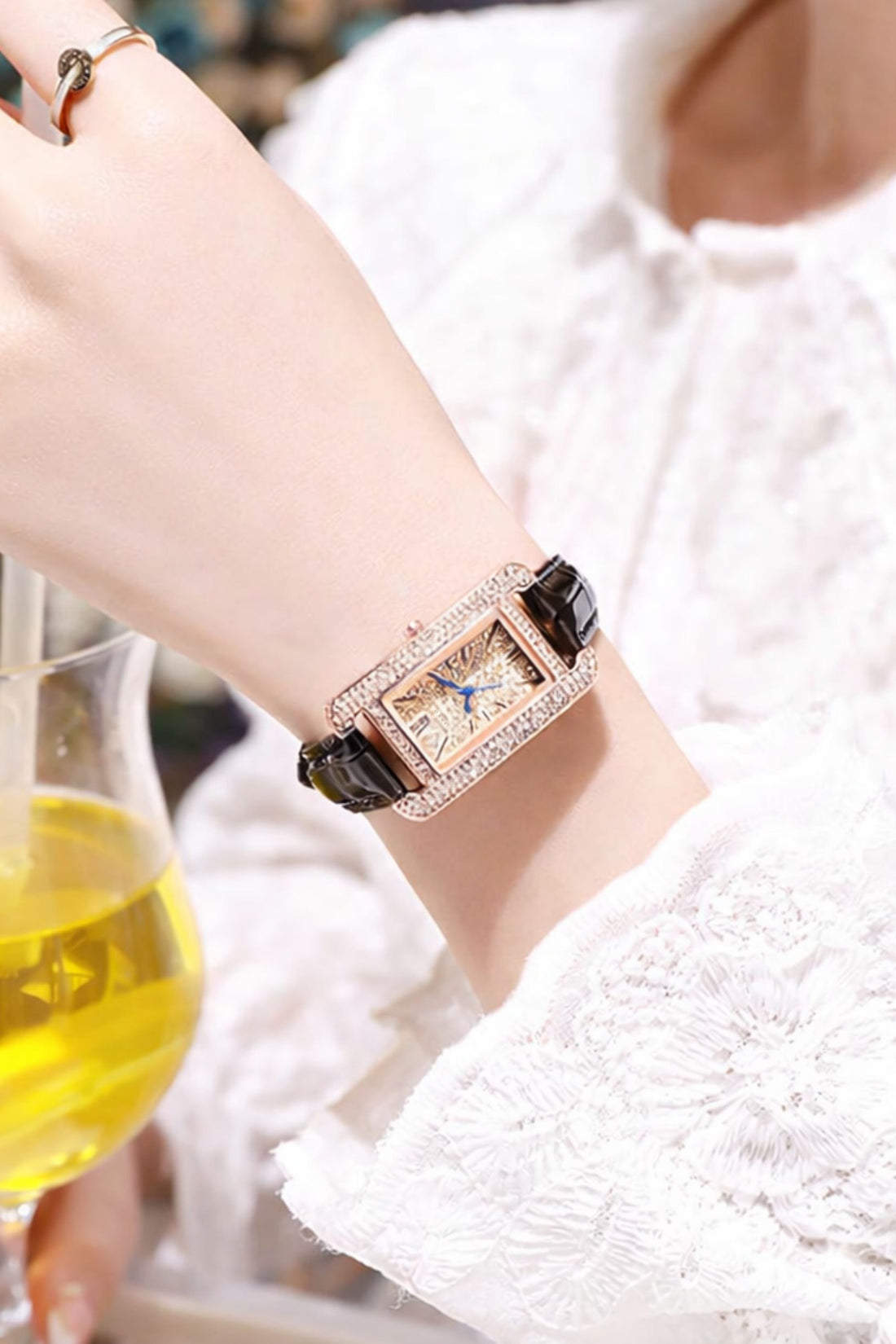 Luxe Crystal | Black Rose Gold Diamond Quartz Watch | IBSO Edition