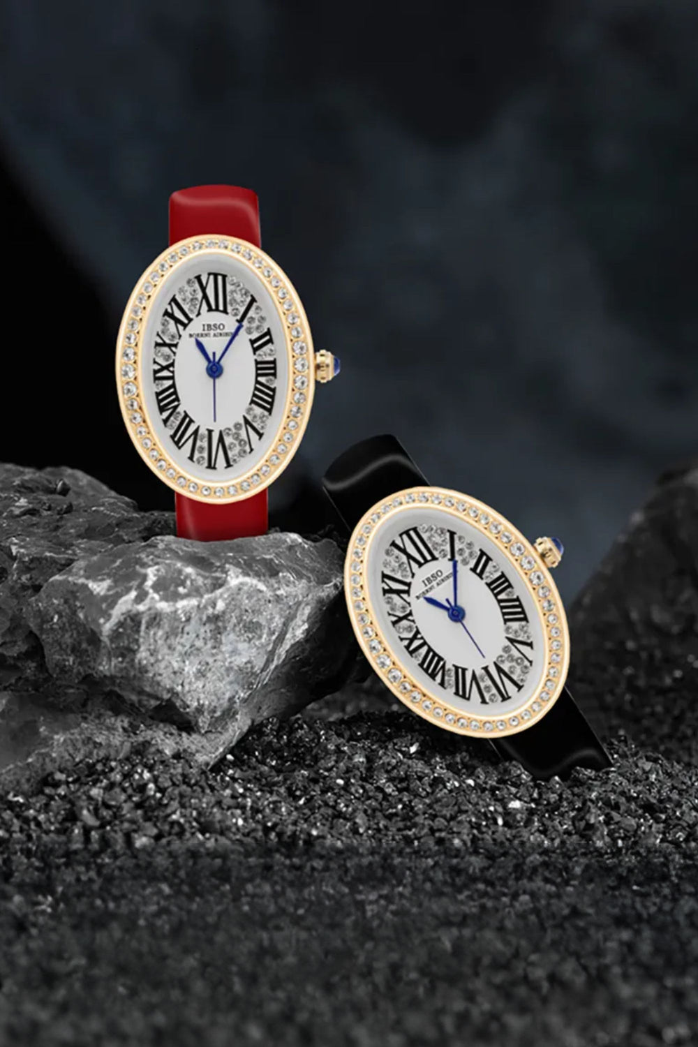 Lumina Pavé | Black Golden Diamond Oval Quartz Watch | IBSO Edition (43075143)