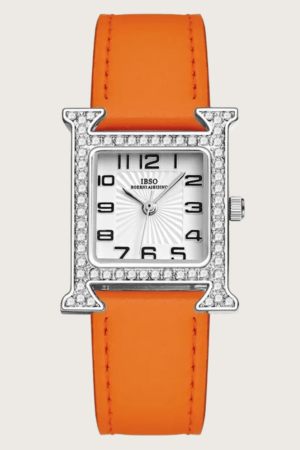 Citrine Spark | Orange Silver Diamond Square Watch | IBSO Edition - (ZIVSQCTSPORG0062)