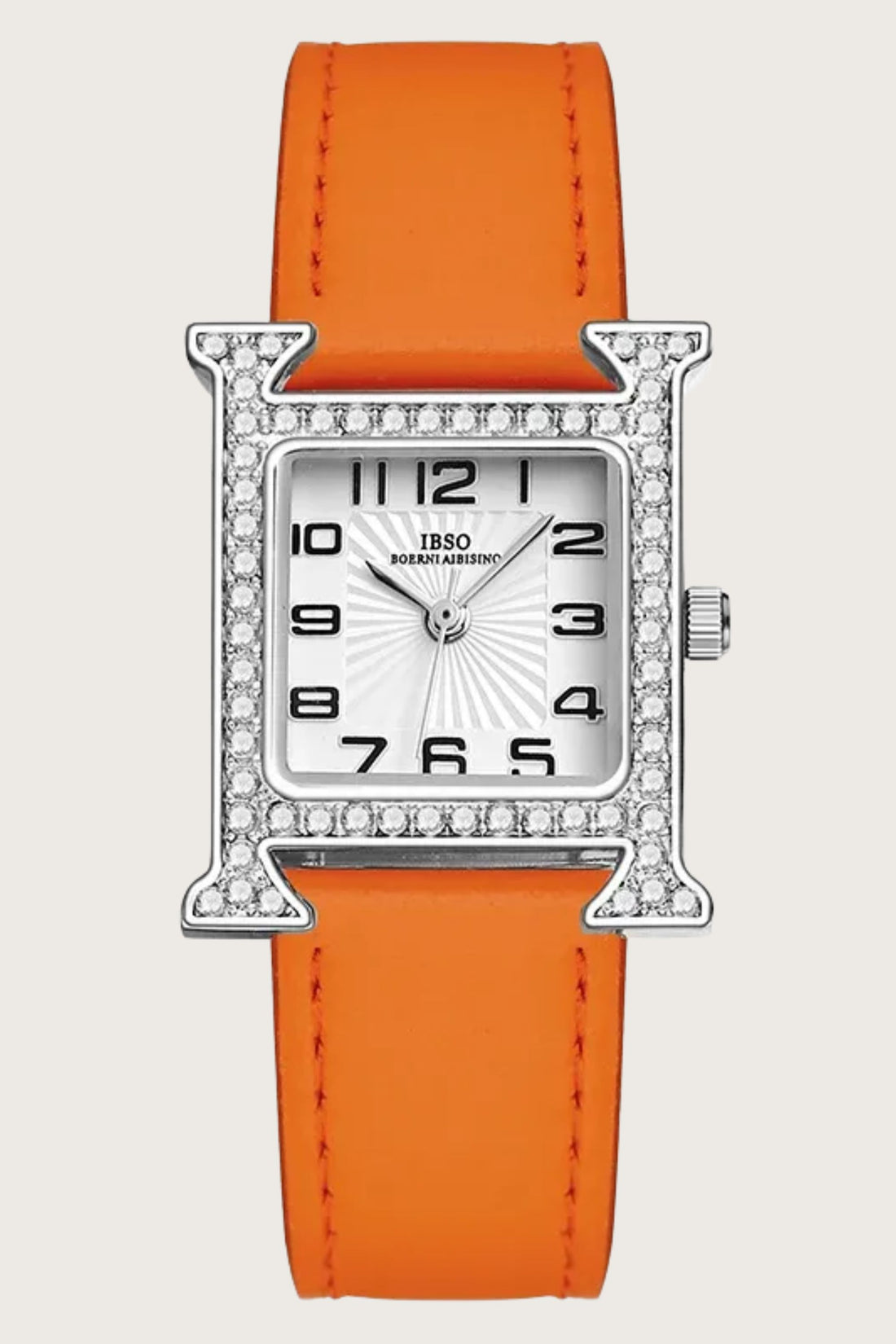 Citrine Spark | Orange Silver Diamond Square Watch | IBSO Edition - (ZIVSQCTSPORG0062)