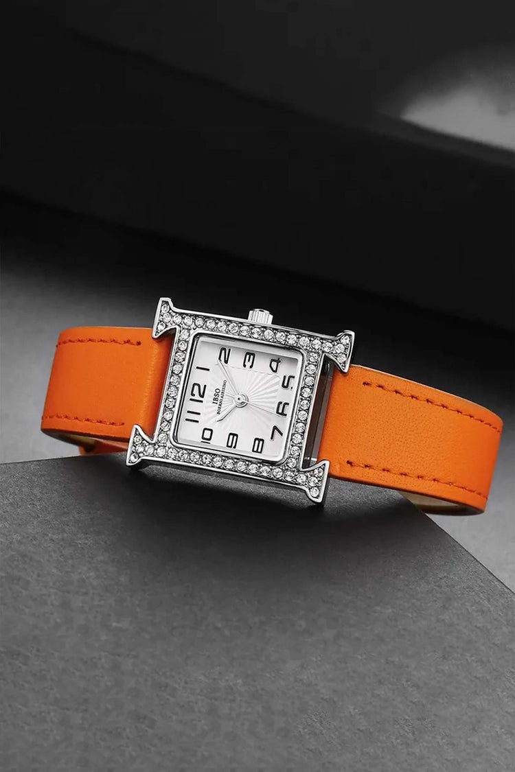 Citrine Spark | Orange Silver Diamond Square Watch | IBSO Edition - (ZIVSQCTSPORG0062)