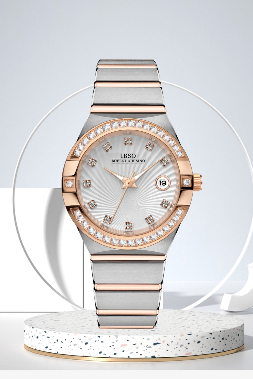 Sparkling Horizon | Silver Rose Gold Diamond Watch | IBSO Edition (ZIVROSPHRSLVRSGLD0123)