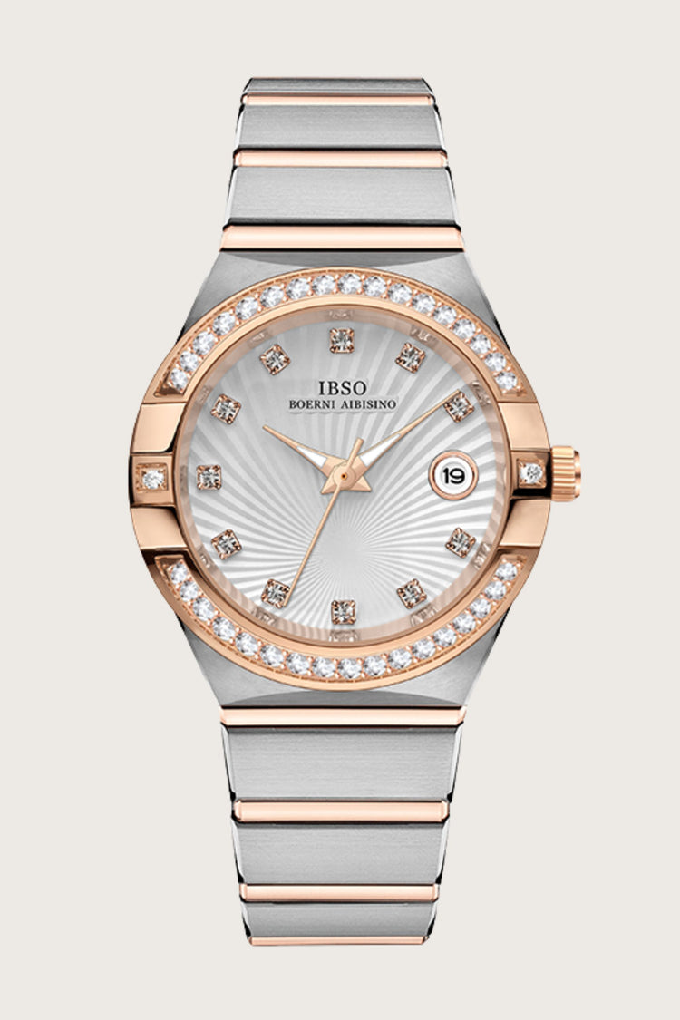 Sparkling Horizon | Silver Rose Gold Diamond Watch | IBSO Edition (ZIVROSPHRSLVRSGLD0123)