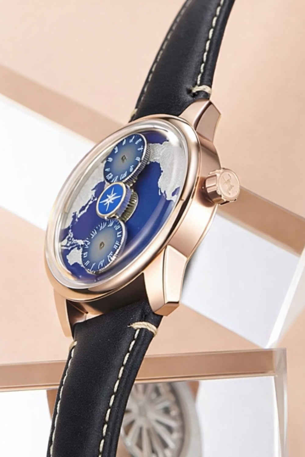 Geo Sphere Blue Rose Gold Automatic Mechanical | Compass Edition (45530686)