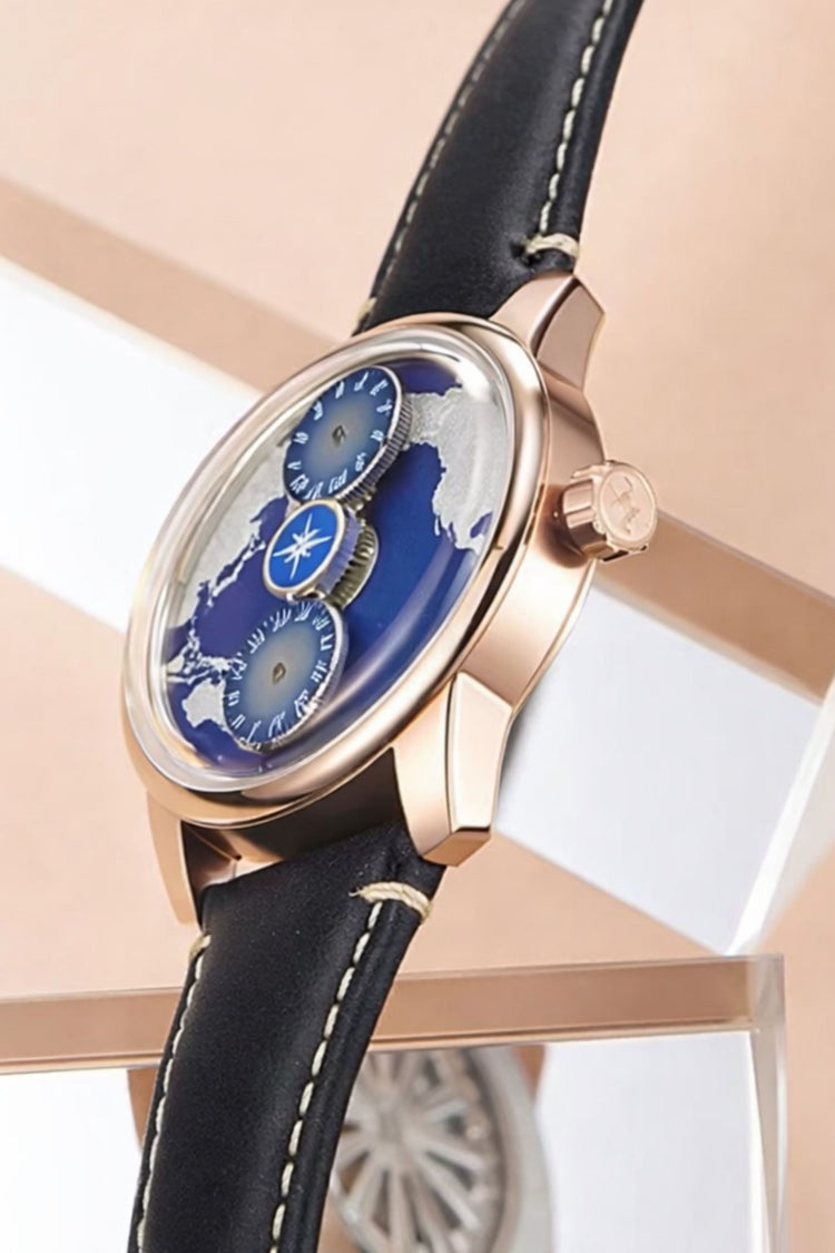 Geo Sphere Blue Rose Gold Automatic Mechanical | Compass Edition (45530686)