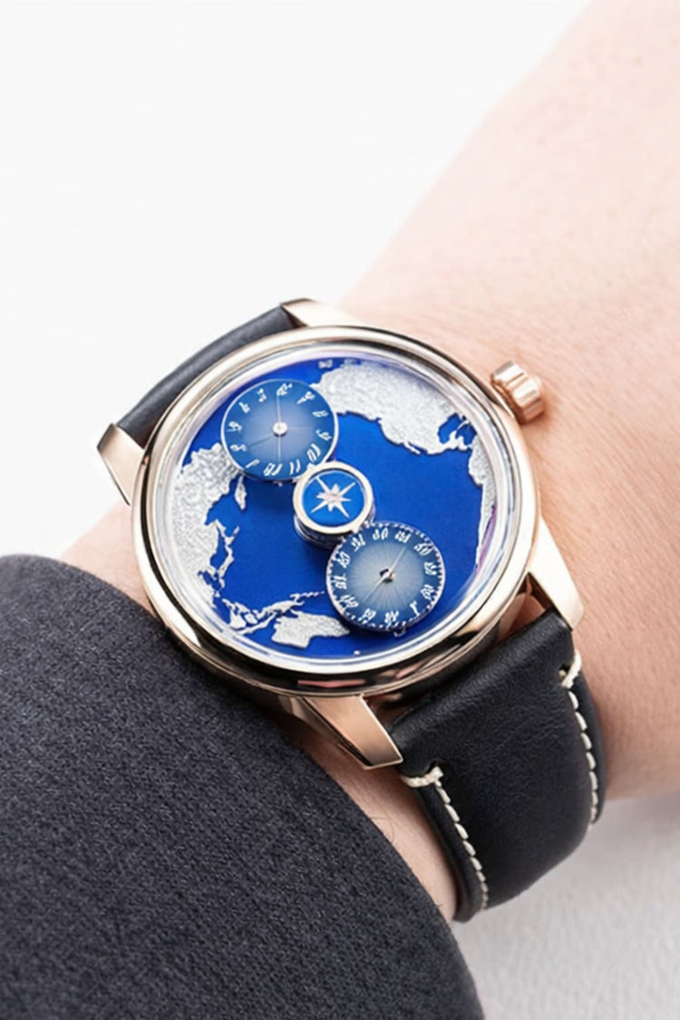 Geo Sphere Blue Rose Gold Automatic Mechanical | Compass Edition (45530686)