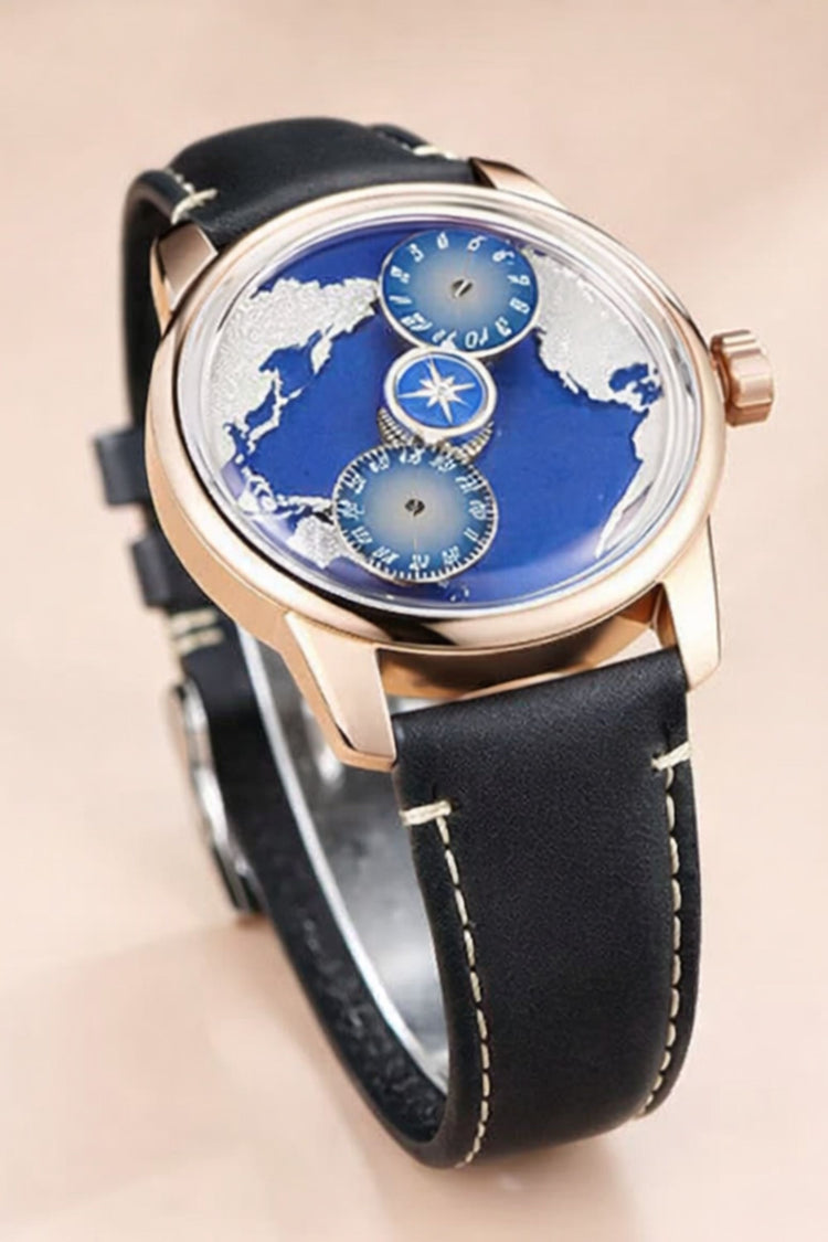 Geo Sphere Blue Rose Gold Automatic Mechanical | Compass Edition (45530686)