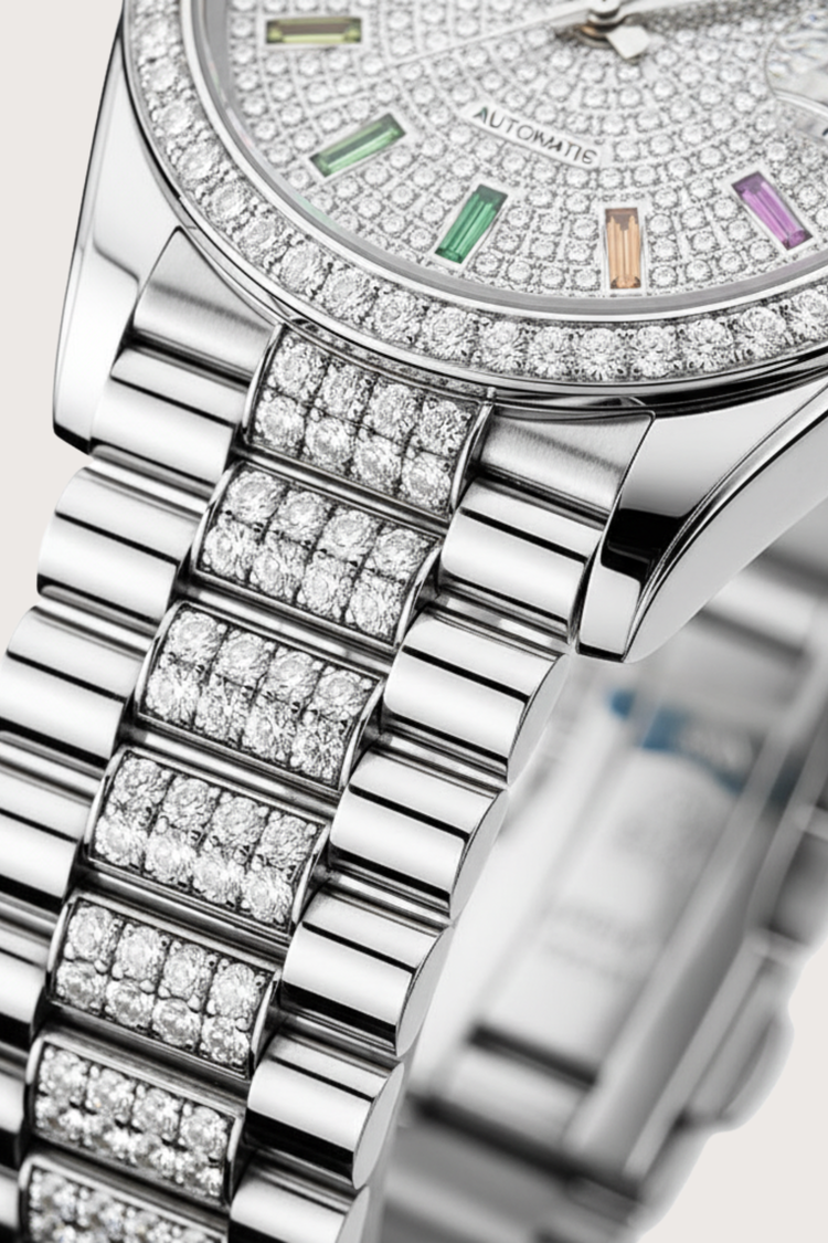 Ice Royale | Ailuo Silver Diamond Automatic Watch