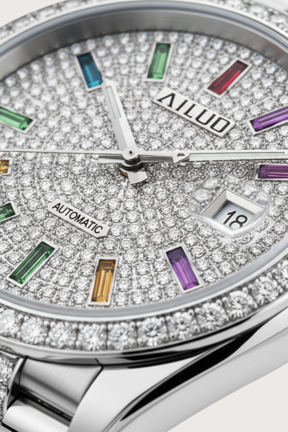 Ice Royale | Ailuo Silver Diamond Automatic Watch