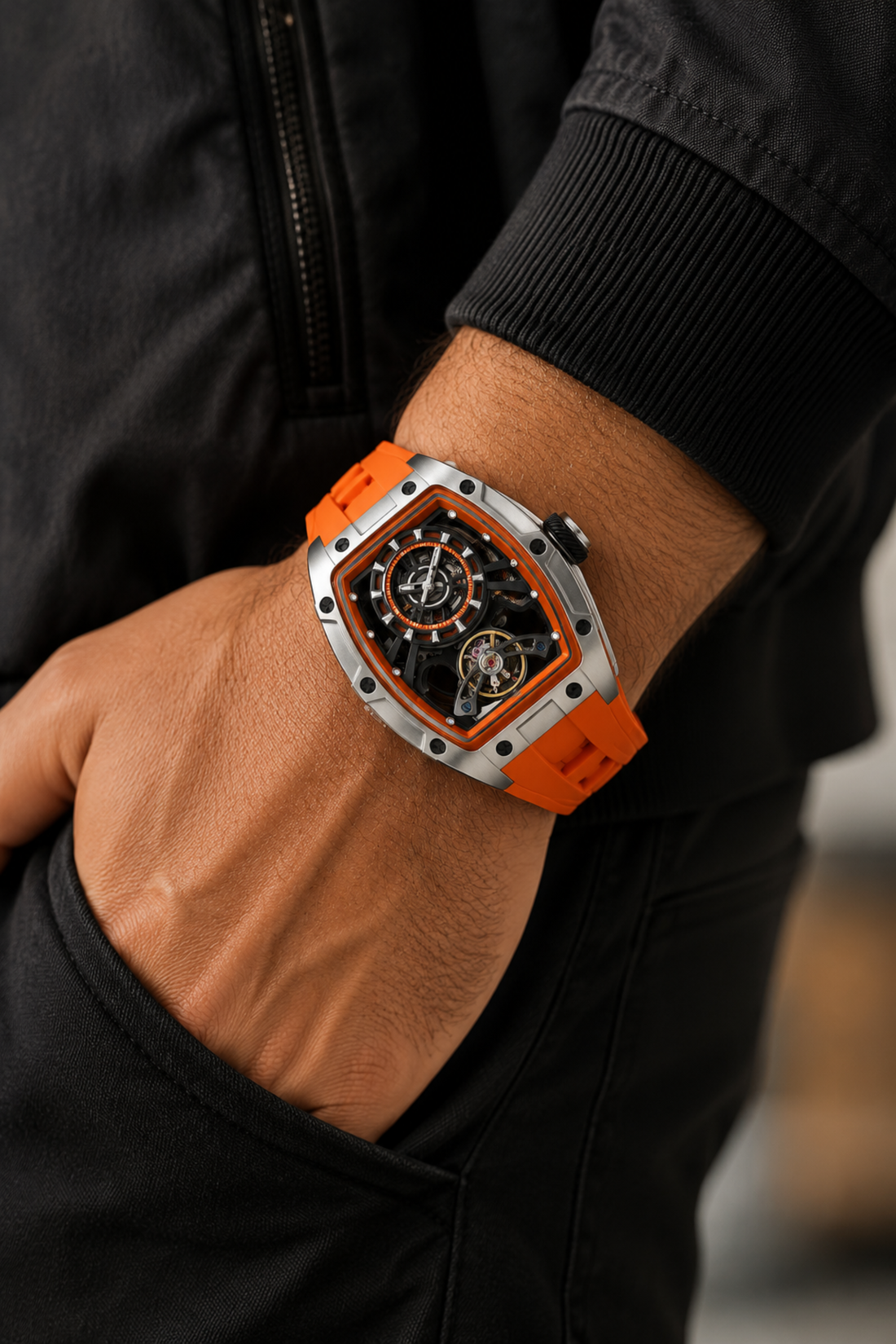 Inferno Orange Skeleton Automatic Watch (44219702)