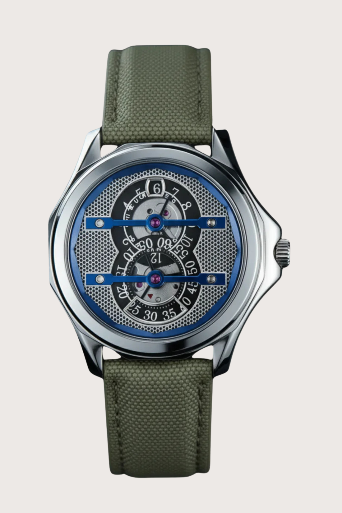 Jump Hour | Silver Blue Mechanical Watch - (41070754)