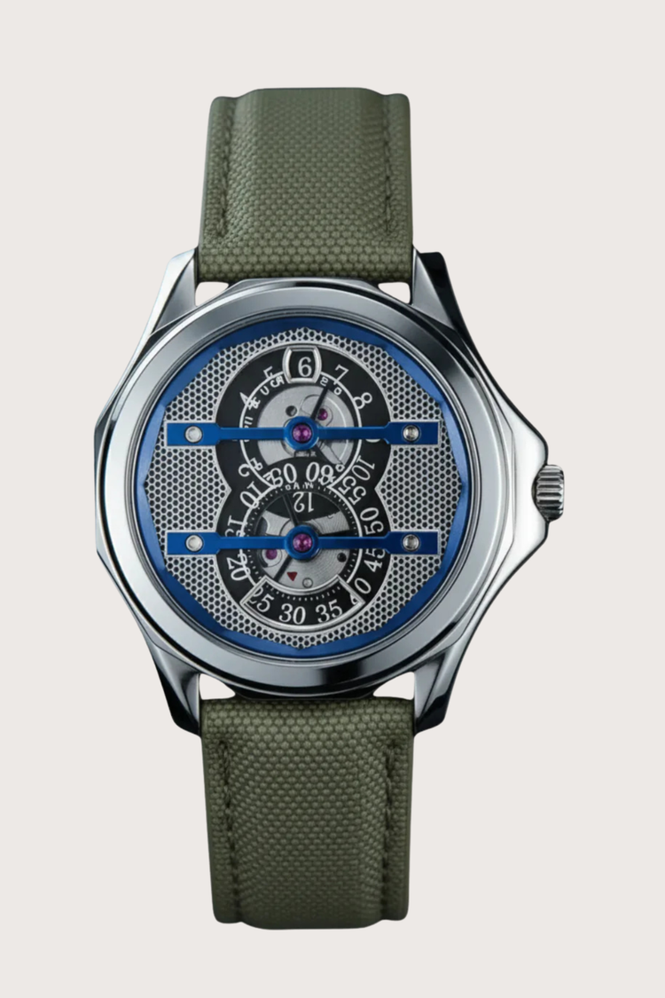Jump Hour | Silver Blue Mechanical Watch - (41070754)