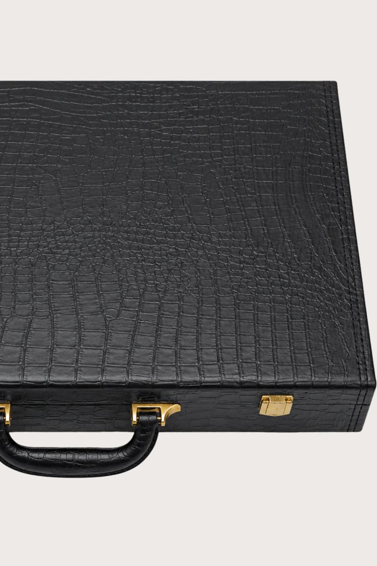 Luxury Crocodile Guardian Vault – 24 Slot Storage Black Briefcase
