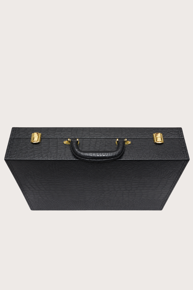 Luxury Crocodile Guardian Vault – 24 Slot Storage Black Briefcase