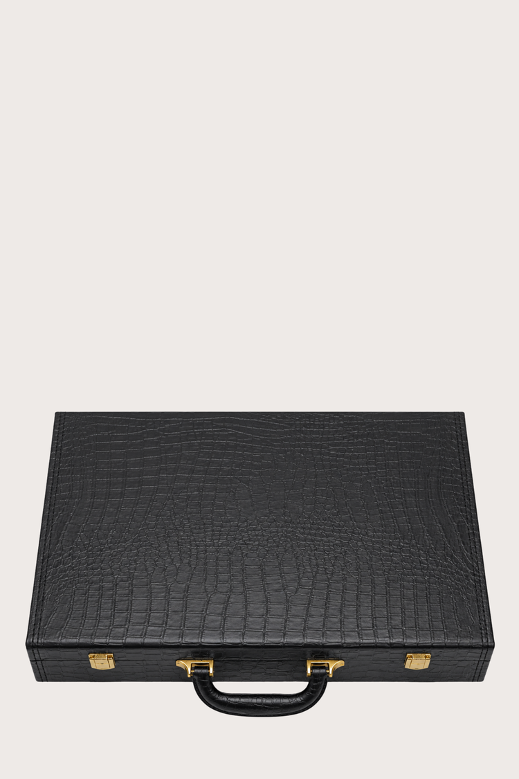 Luxury Crocodile Guardian Vault – 24 Slot Storage Black Briefcase