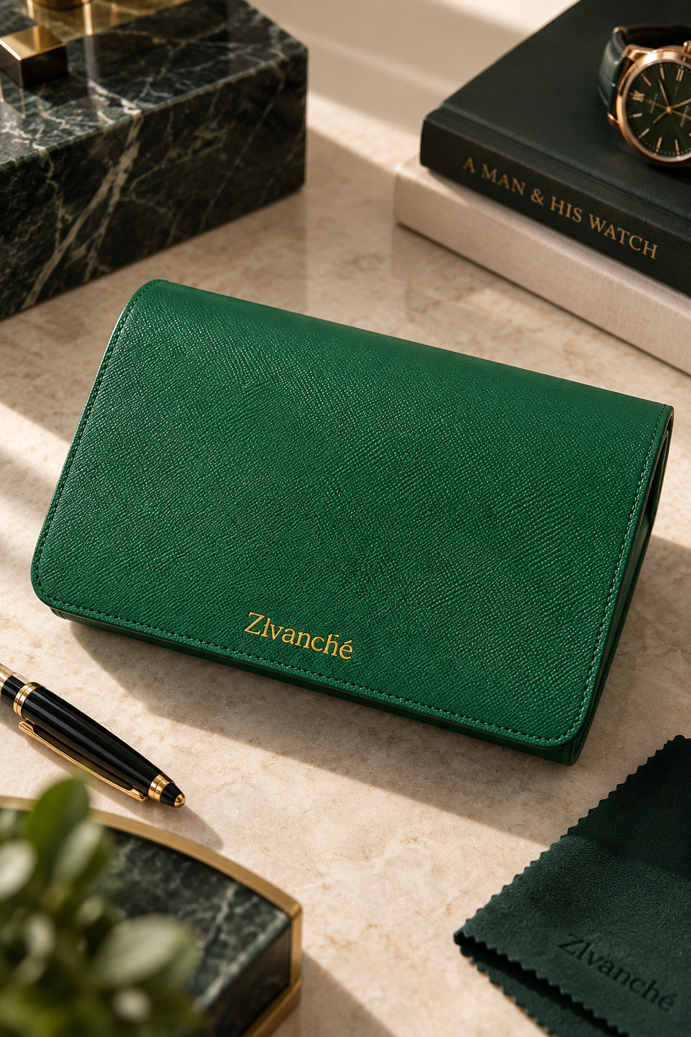 Luxury Green Leather Watch Case
