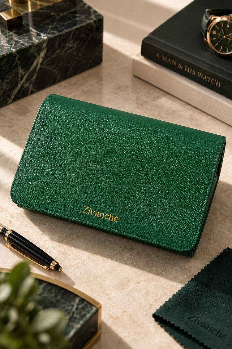 Luxury Green Leather Watch Case