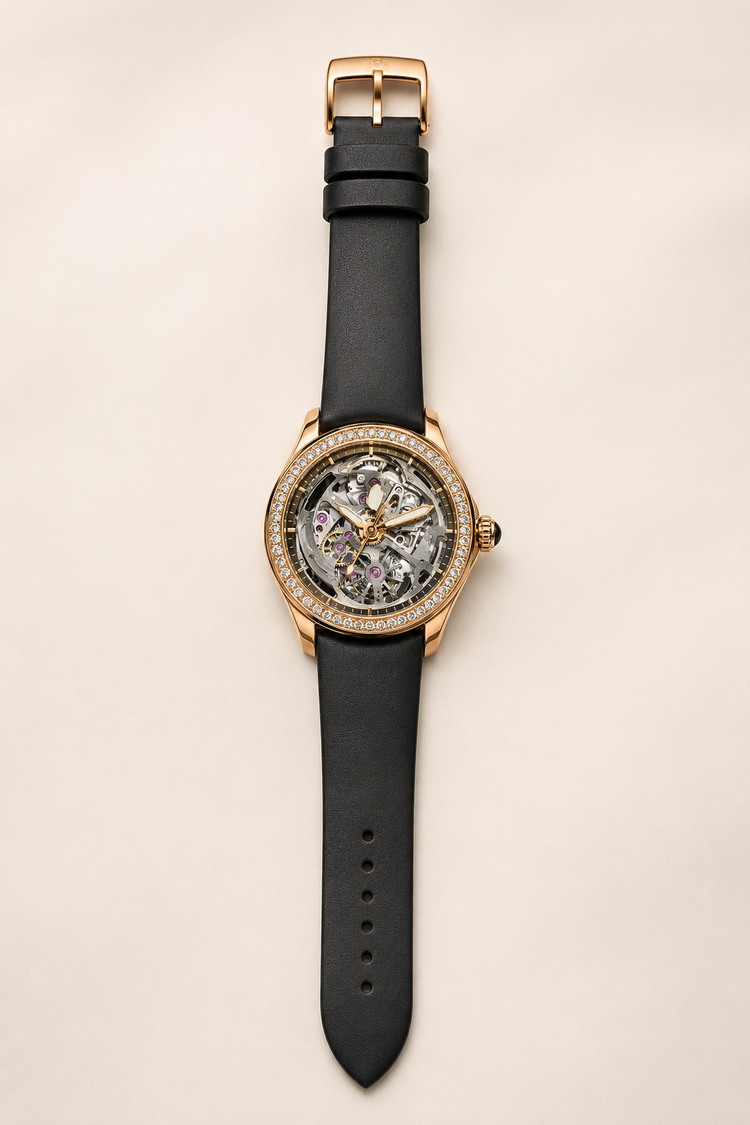Luxury Rose Gold Diamond Skeleton Tourbillon Watch