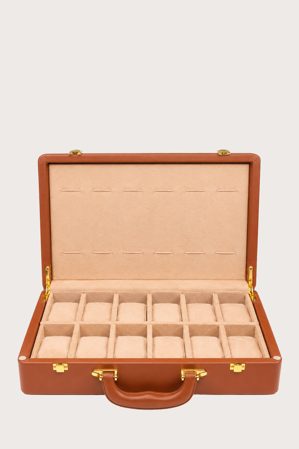 Luxury Timepiece Guardian Vault – 12 Slot Collector Brown Briefcase