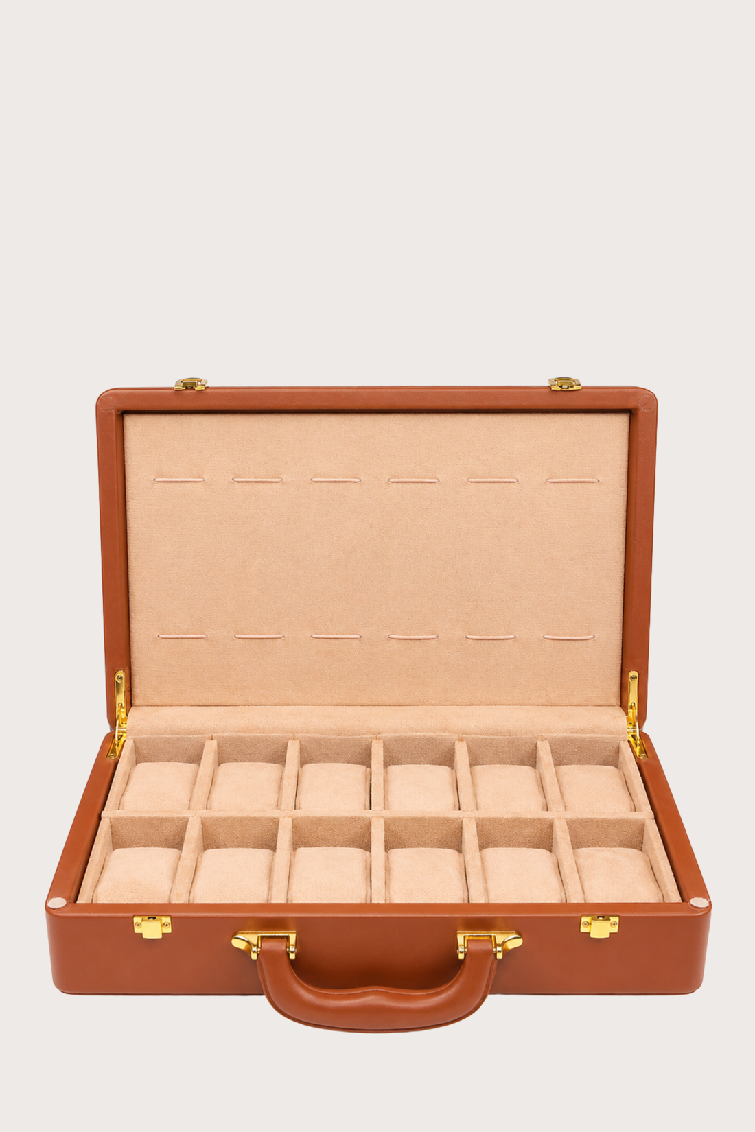 Luxury Timepiece Guardian Vault – 12 Slot Collector Brown Briefcase