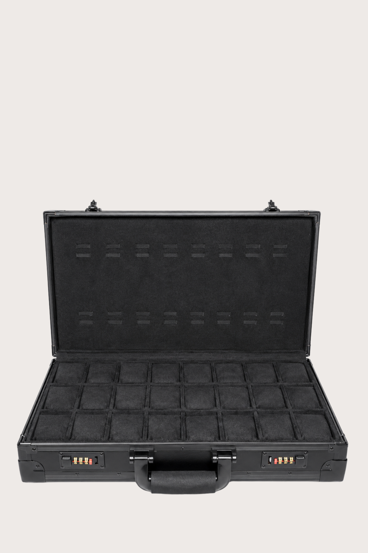 Luxury Watch Guardian Secure Travel – 24 Slot Storage Black Briefcase