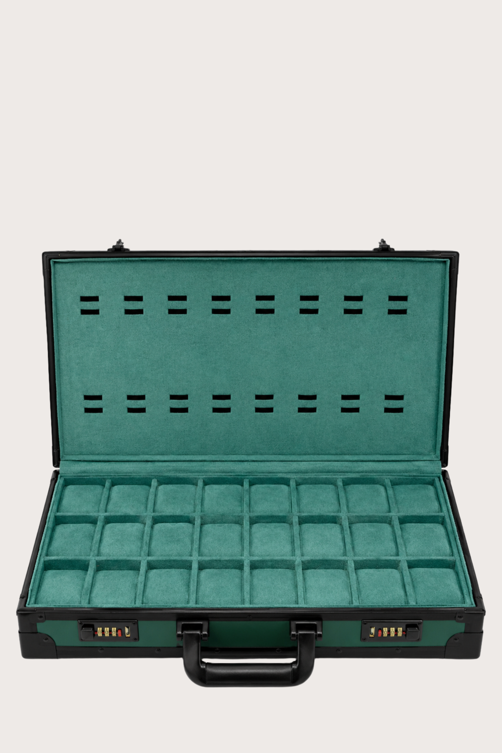 Luxury Watch Guardian Secure Travel – 24 Slot Storage Green Briefcase