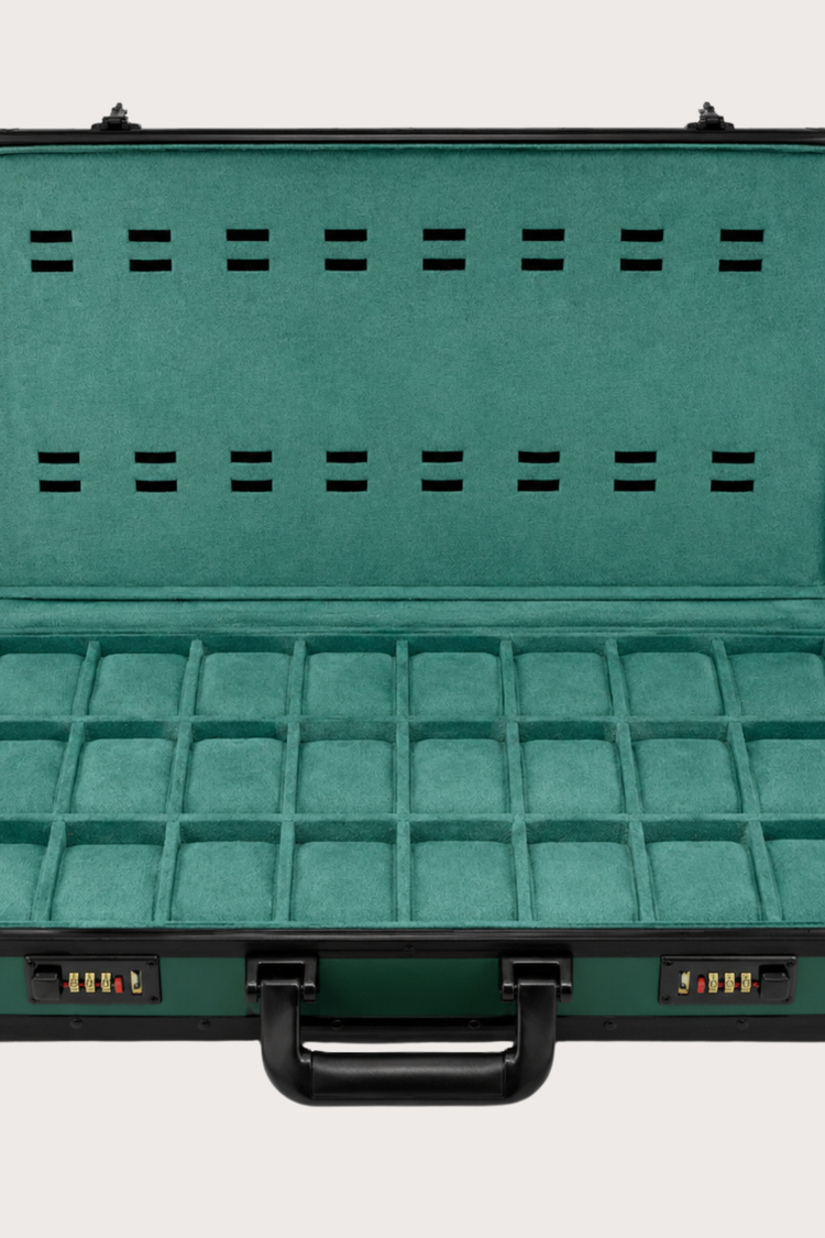 Luxury Watch Guardian Secure Travel – 24 Slot Storage Green Briefcase