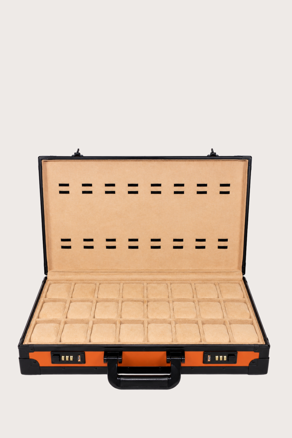Luxury Watch Guardian Secure Travel – 24 Slot Storage Orange Briefcase