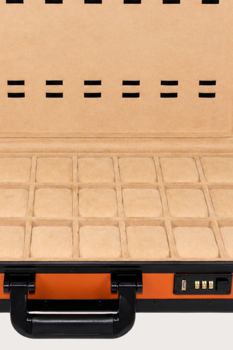 Luxury Watch Guardian Secure Travel – 24 Slot Storage Orange Briefcase