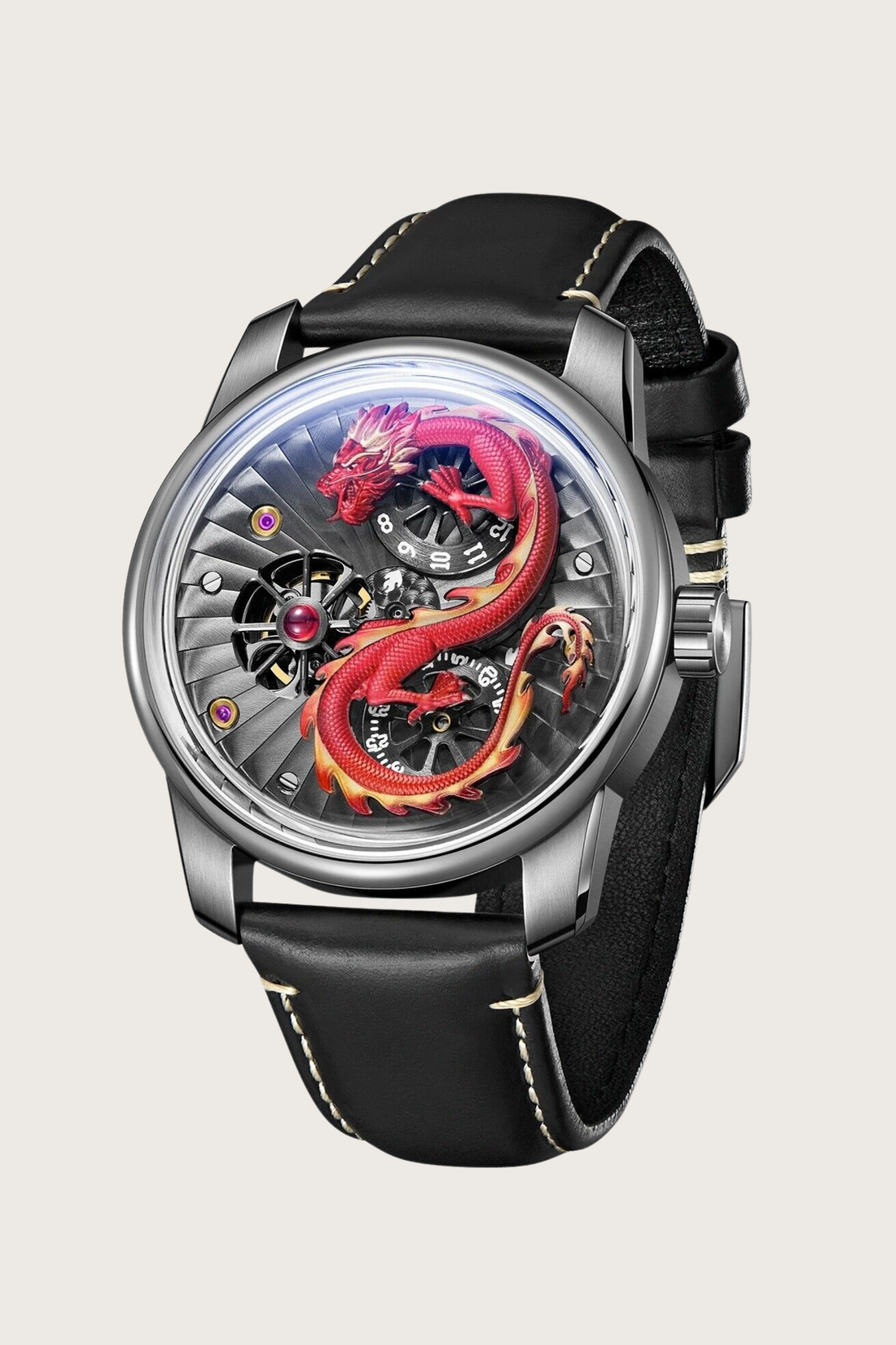 Majestic Seraph |  Green Dragon Automatic Watch - Red